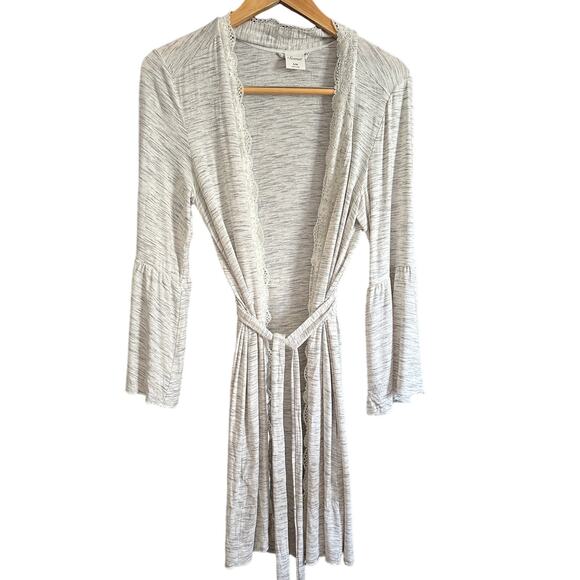 SOMA | Soft Heather Gray Bell Sleeve Lace Trim Robe | Size Small Medium - Picture 1 of 5